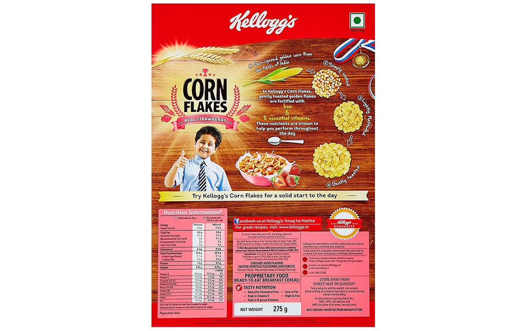 Kellogg's Corn Flakes with Real Strawberry Puree   Box  275 grams
